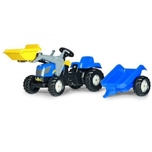 TRACTOR DE PEDALES NEW HOLLAND T7040 CON PALA Y REMOLQUE